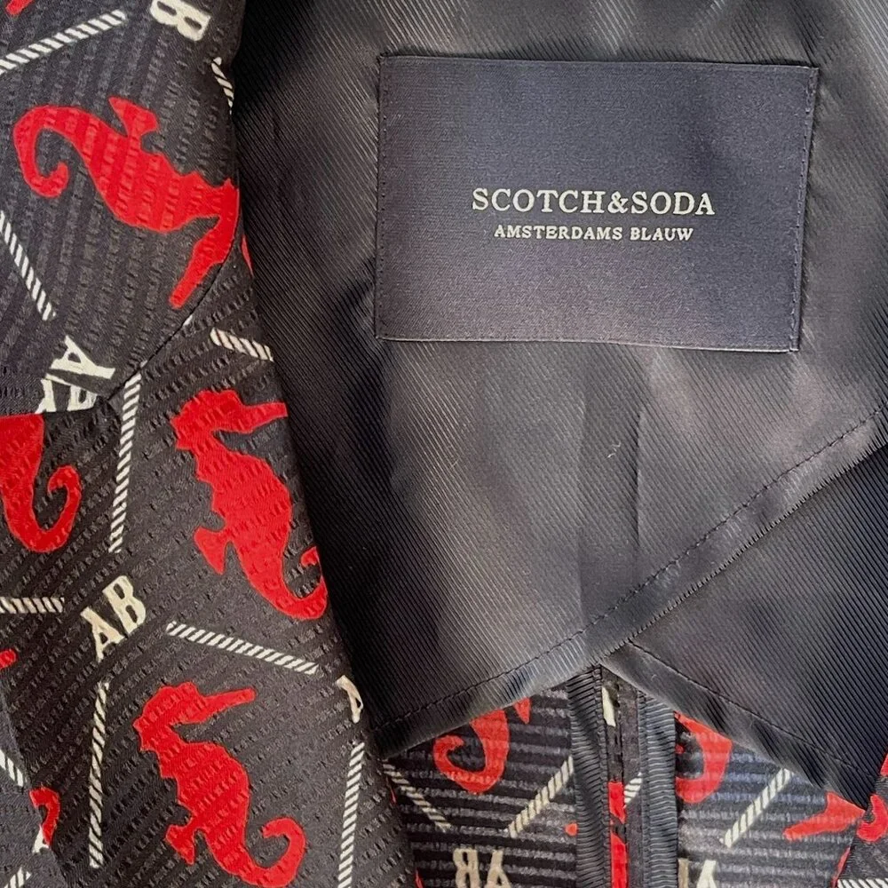 Scotch & Soda Amsterdams Blauw Matchy Seahorse Blazer & Pajama Style Pants Small - Picture 6 of 13